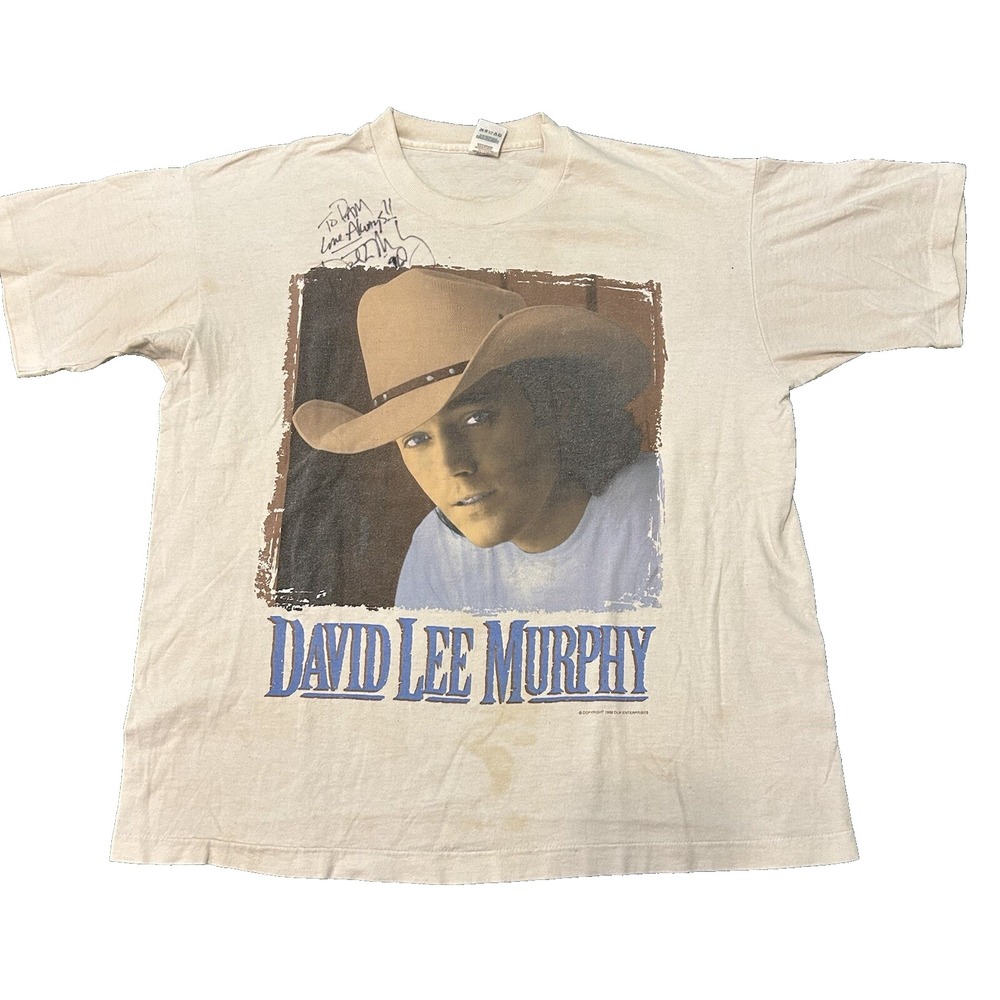 Vintage David Lee Murphy 1996 Party Crowd Tour Shirt Autographed XL White